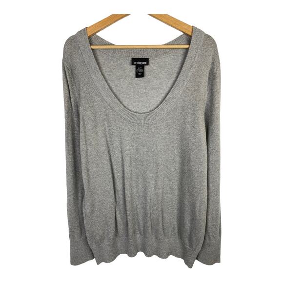 Lane Bryant Womens Size 18/20 Sweater Gray Silver Scoop Neck Sparkly Top - Picture 1 of 6